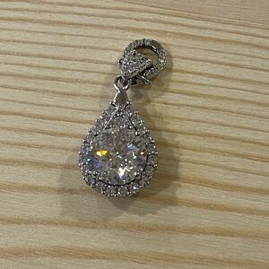 YSDD 925 Sterling Moissanite Teardrop Pendant – Approx. 2 Carat, Halo Setting